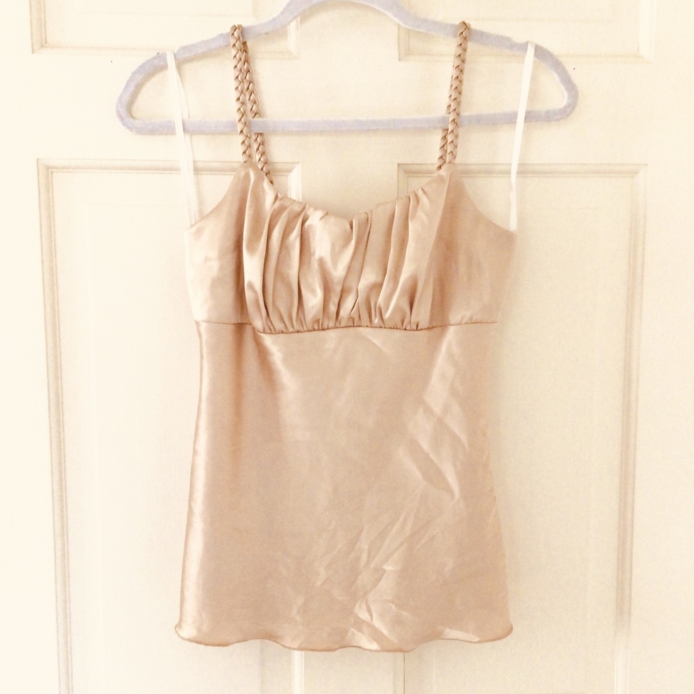 Elegant Satin Beige Women's Top